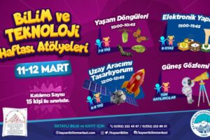 Kayseri Büyükşehir Belediyesi Bilim Merkezi’nin 11-12 Mart tarihlerinde düzenleyeceği Bilim