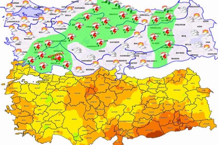 Ülkemiz genelinin parçalı ve çok bulutlu, Yurt genelinin aralıklı sağanak