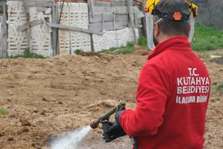 Kütahya Belediyesi Veteriner İşleri Müdürlüğü İlaçlama Birimi ekipleri, şehrin farklı