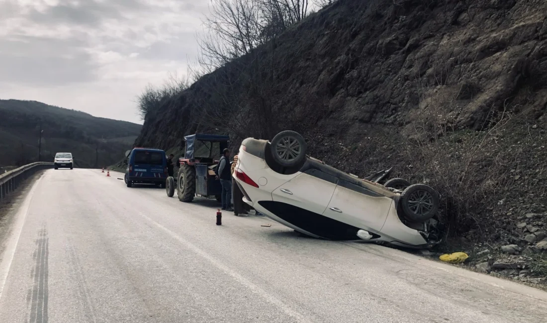 Düzce’de seyir halinde olan otomobil sürücüsü direksiyon hakimiyetini kaybederek şarampole